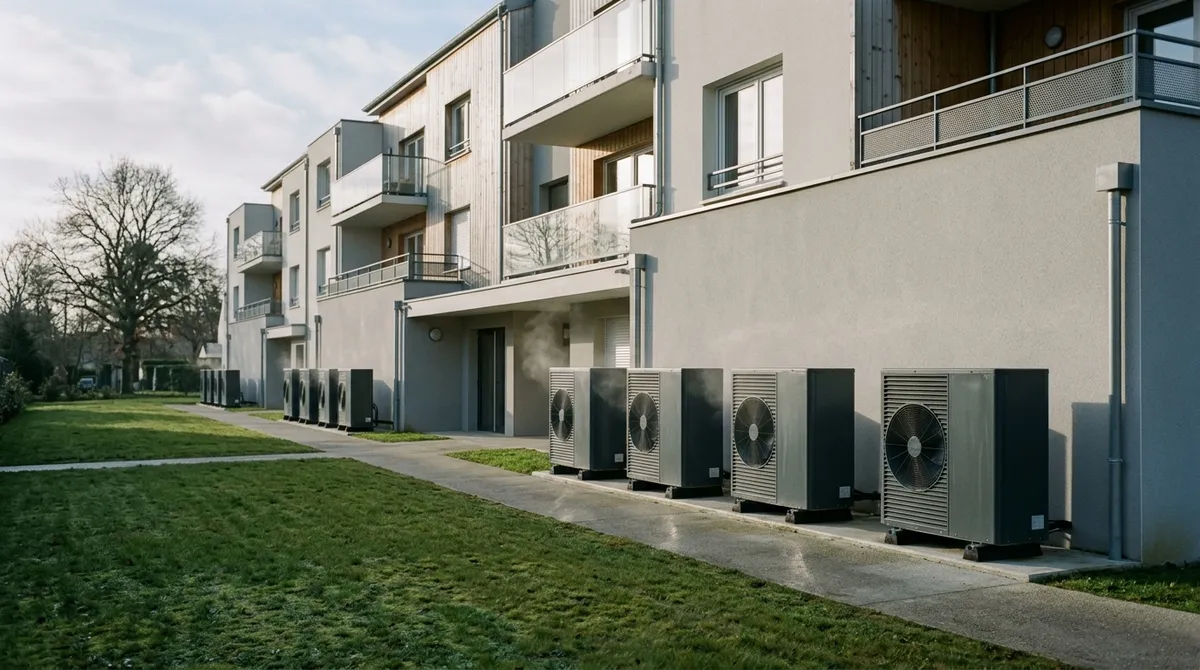 Pompes à chaleur au pied d’une résidence